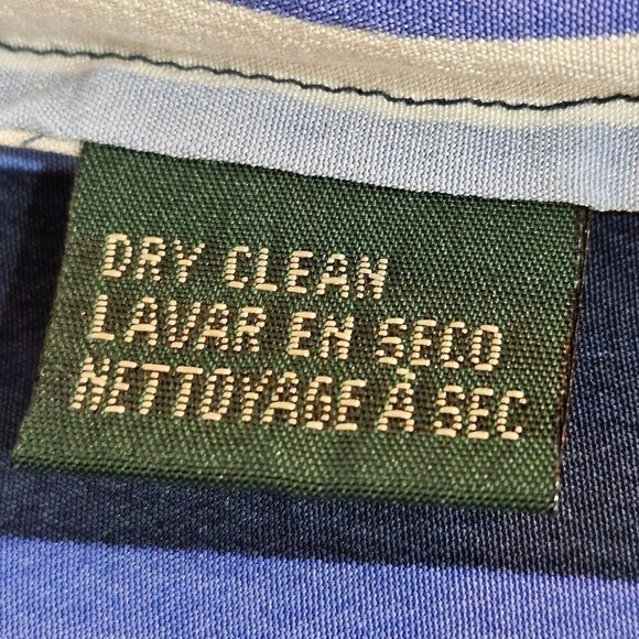 Lauren Ralph Lauren Silk Shirt Small Striped Oversized Button-Down Blue & Purple - Picture 6 of 8